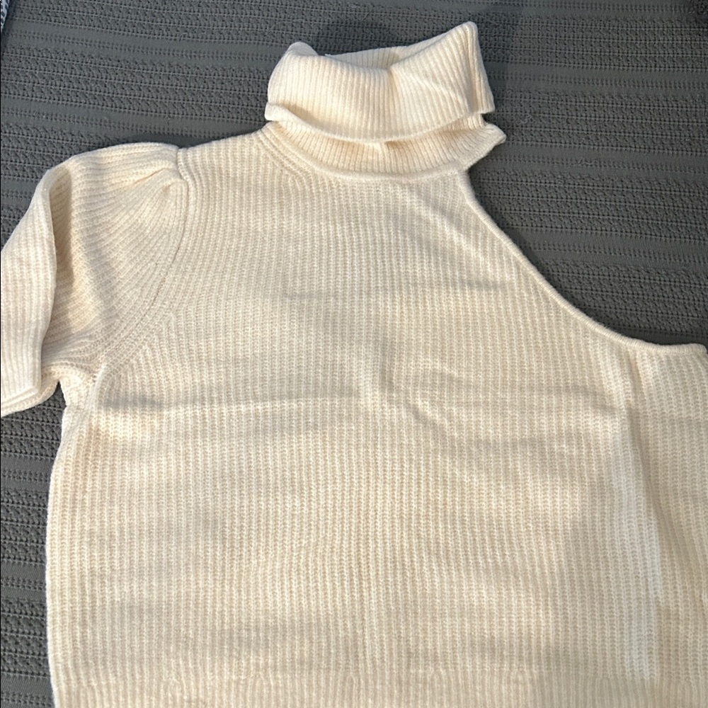 Cream Turtleneck Women Sweater